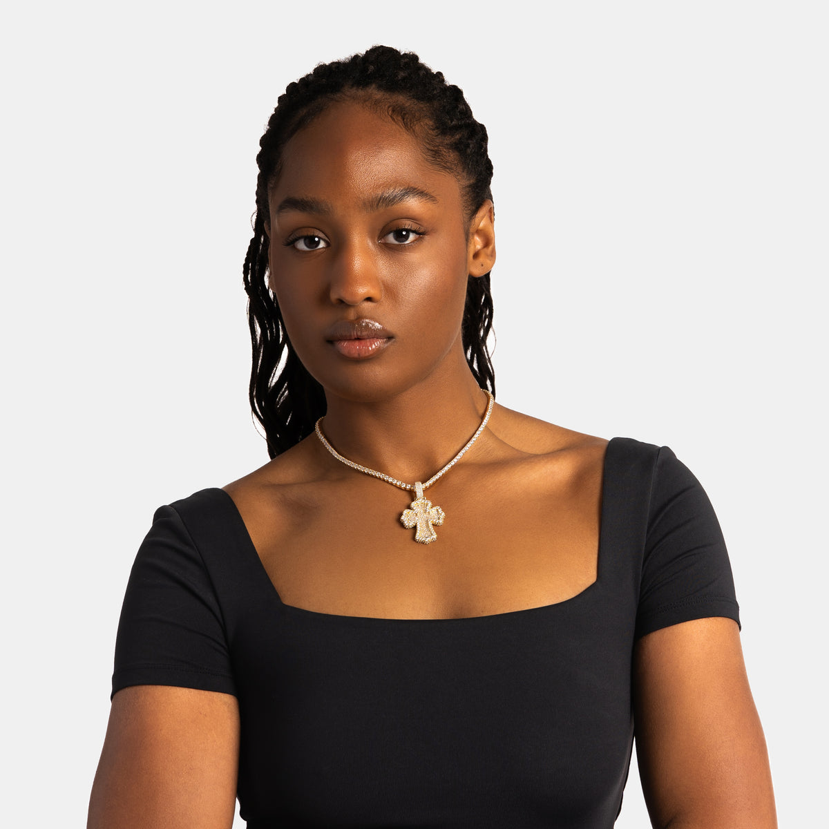 Baguette Cross Pendant Gold