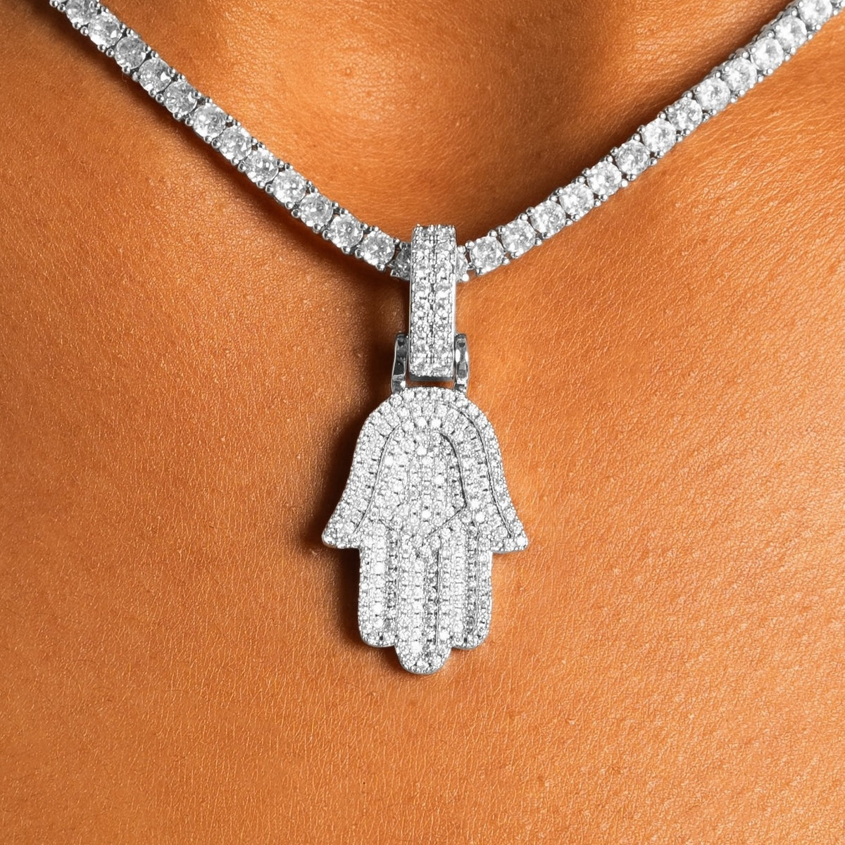 Moissanite Hamsa Pendant