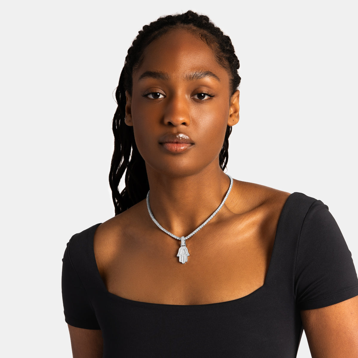 Moissanite Hamsa Pendant