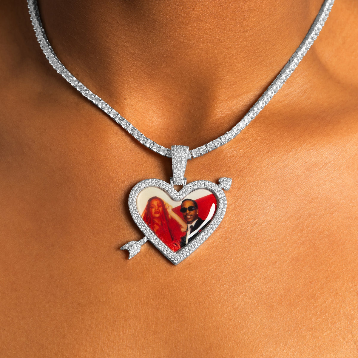 Arrow Heart Custom Picture Pendant