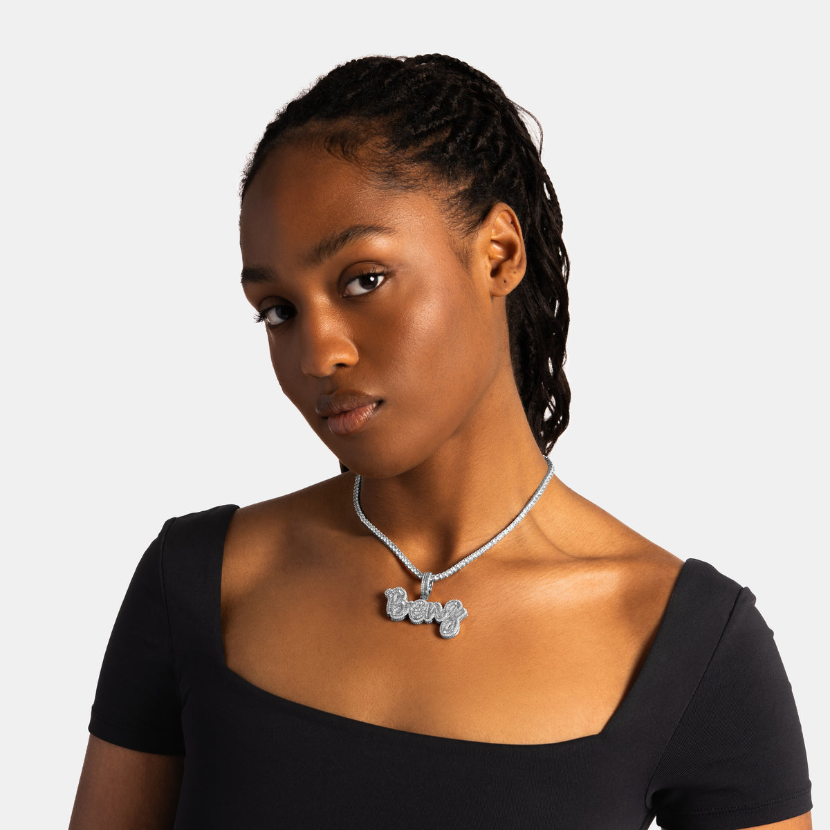 3D Baguette Script Custom Pendant