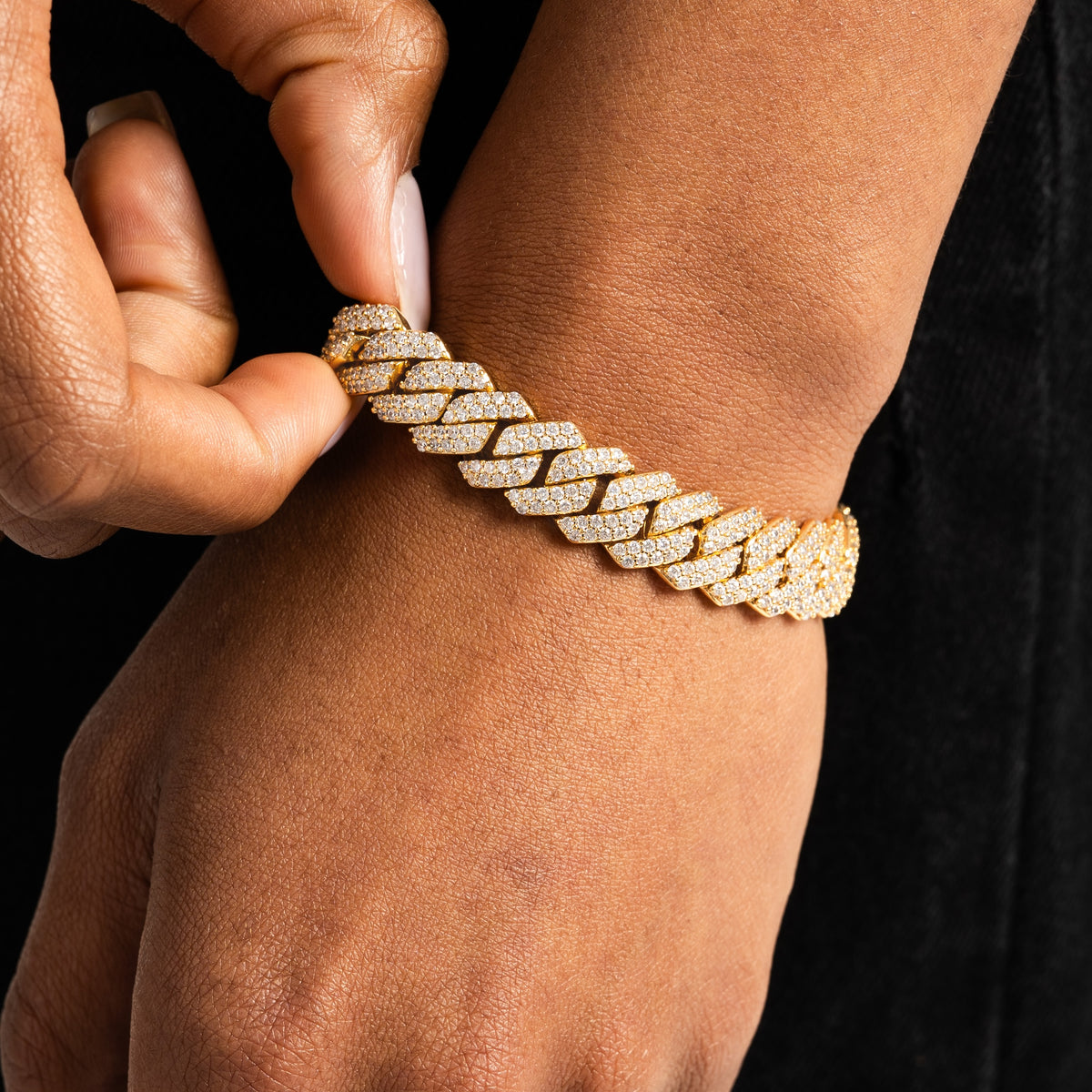 Diamond Cuban Link Bracelet 18k Gold Prong Cuban ICE