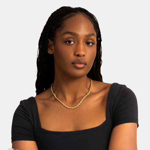5mm Rope Chain Gold - 6 ICE