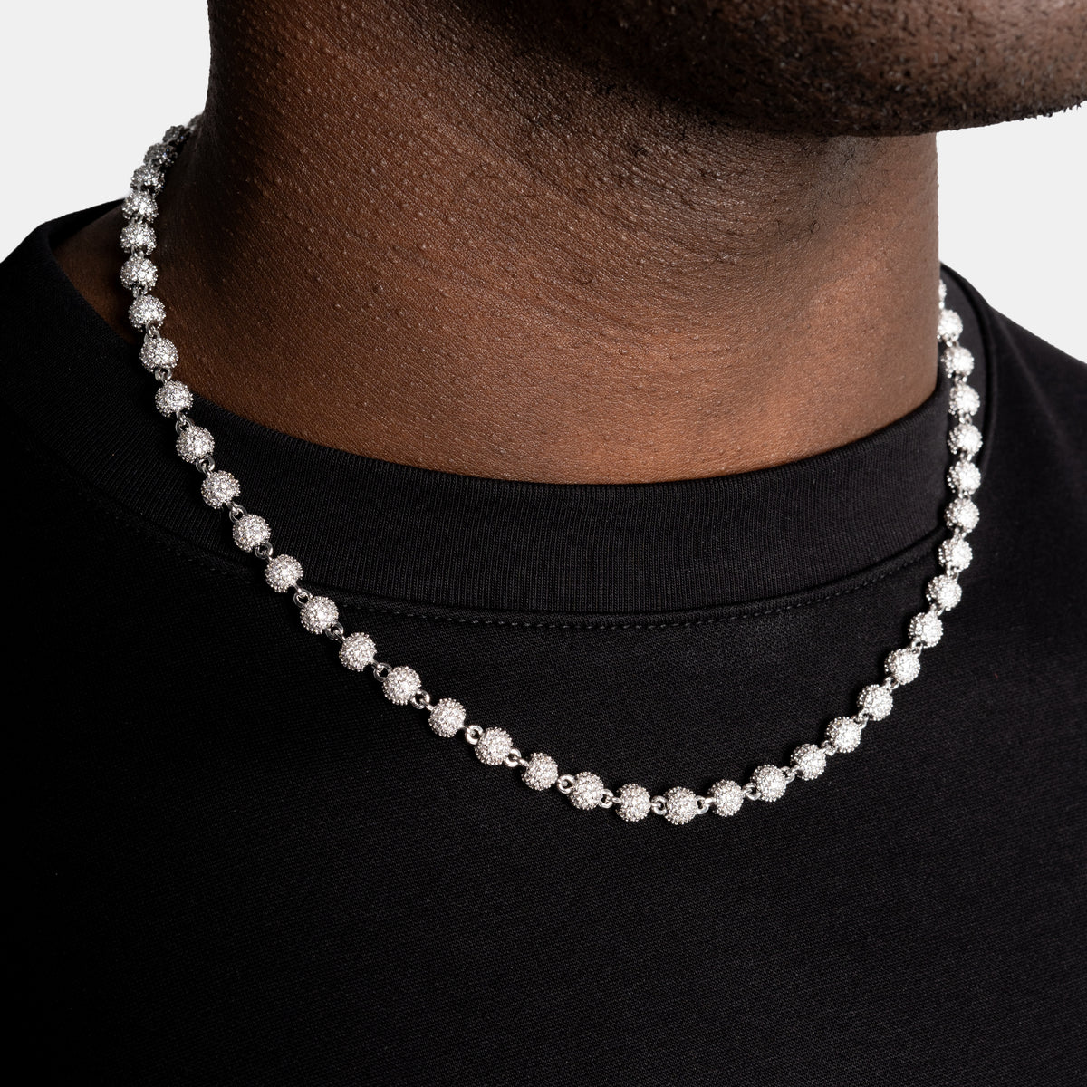 4mm Diamond Beads Chain White Gold