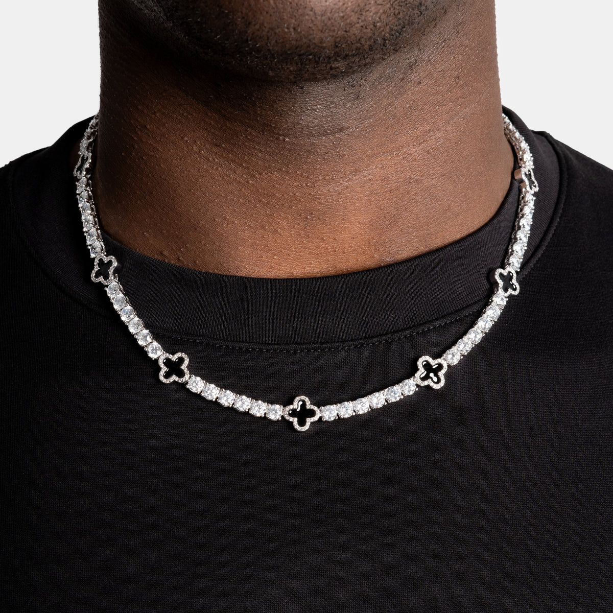 Black Clover Moissanite Tennis Chain