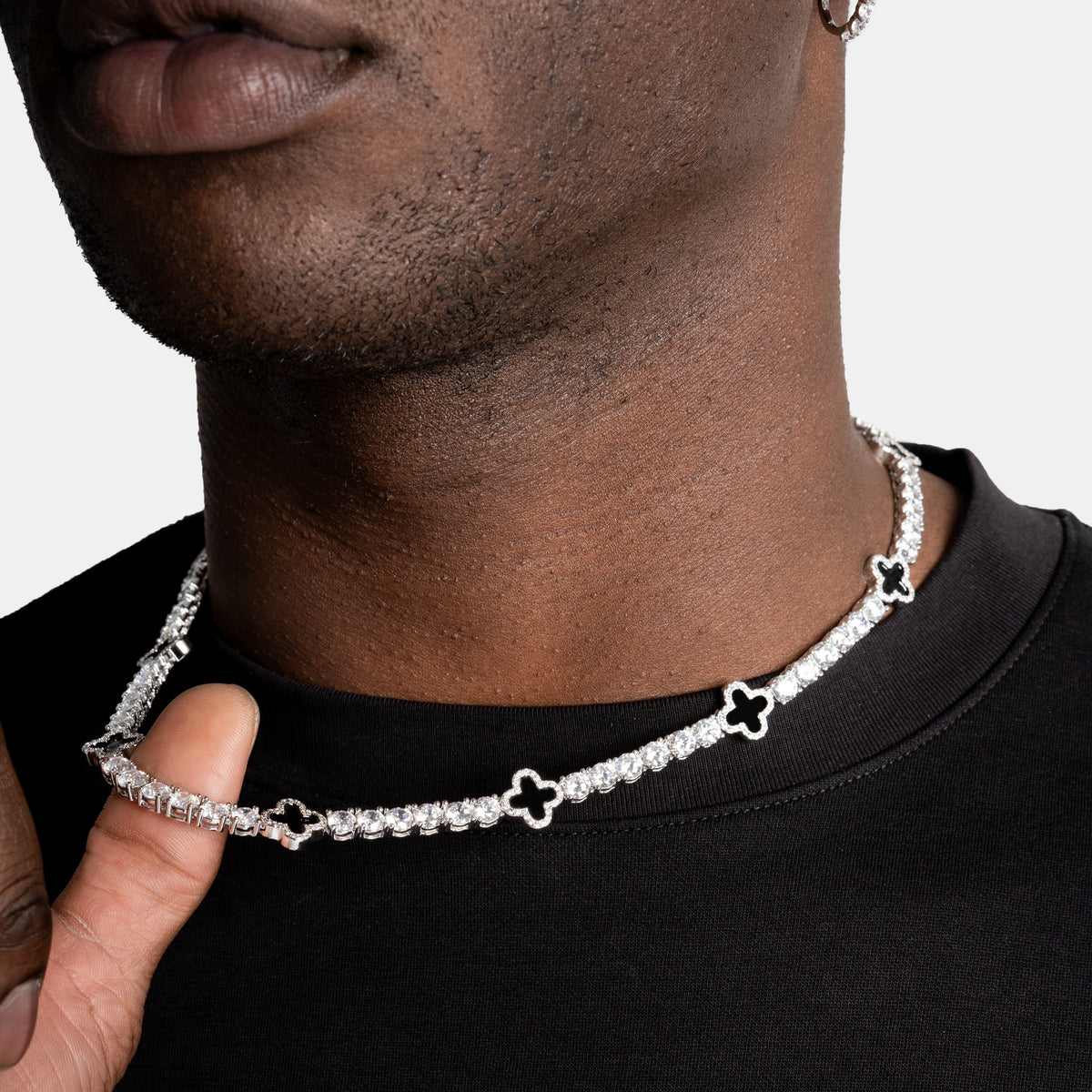 Black Clover Moissanite Tennis Chain