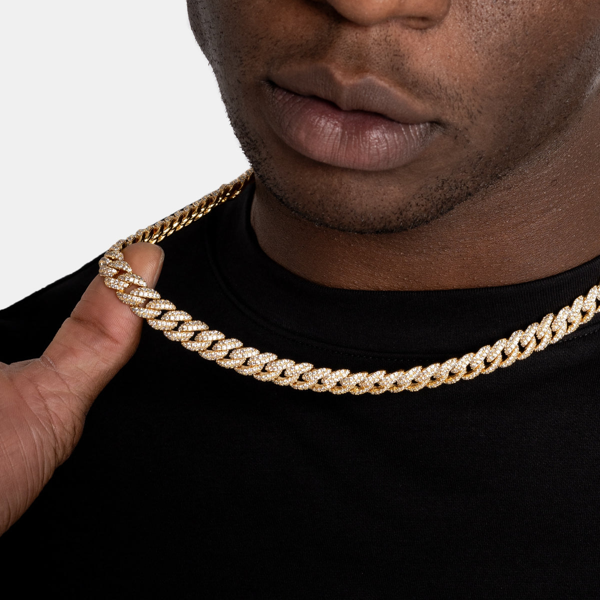 8.5mm Diamond Cuban Chain 18k Gold