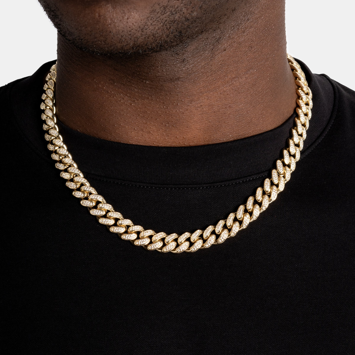 12mm Diamond Cuban Chain 18k Gold