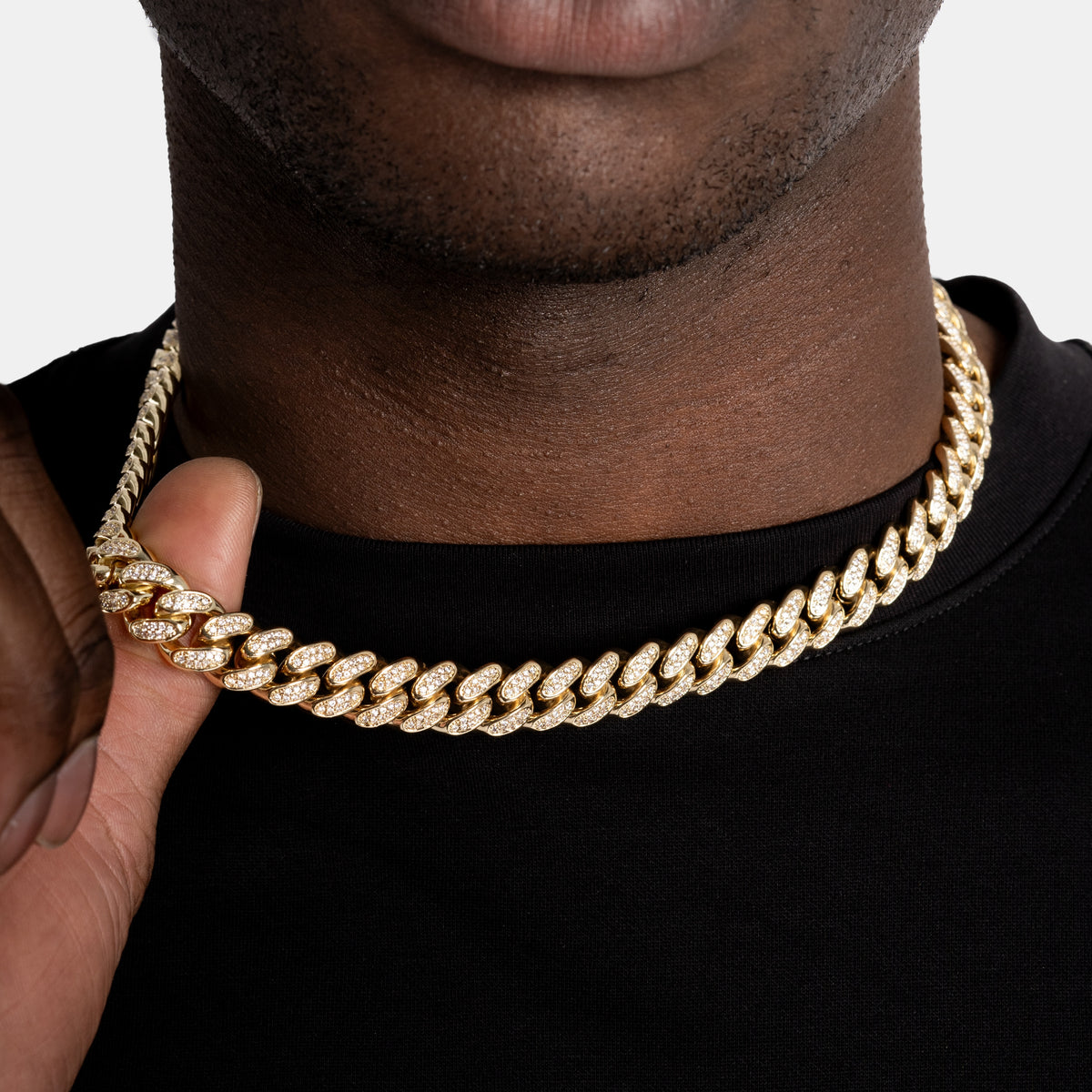 12mm Diamond Cuban Chain 18k Gold