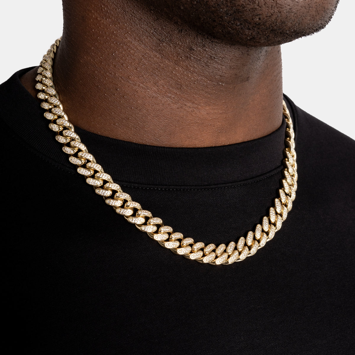 12mm Diamond Cuban Chain 18k Gold