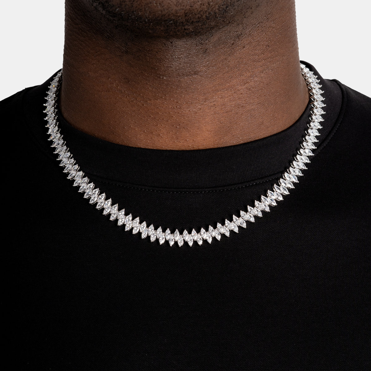 Stacked Tennis Chain White Gold