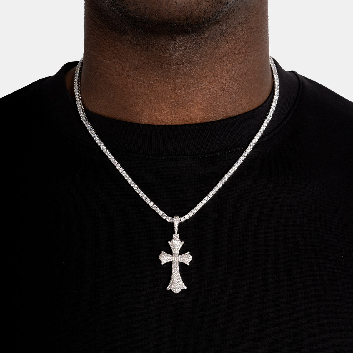 Chrome Cross Pendant White Gold