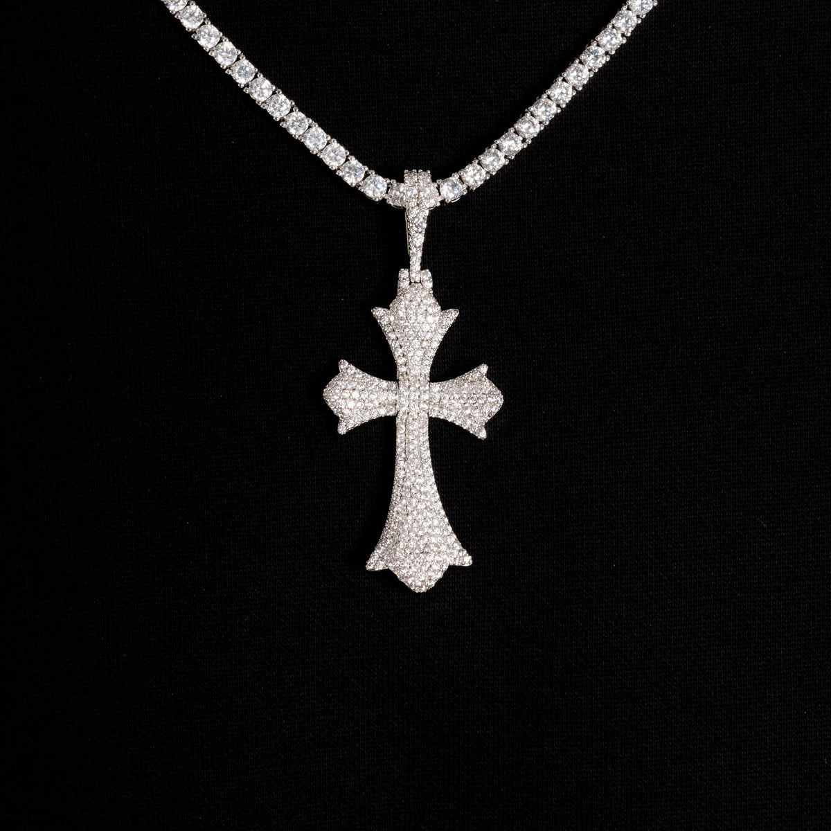 Chrome Cross Pendant White Gold