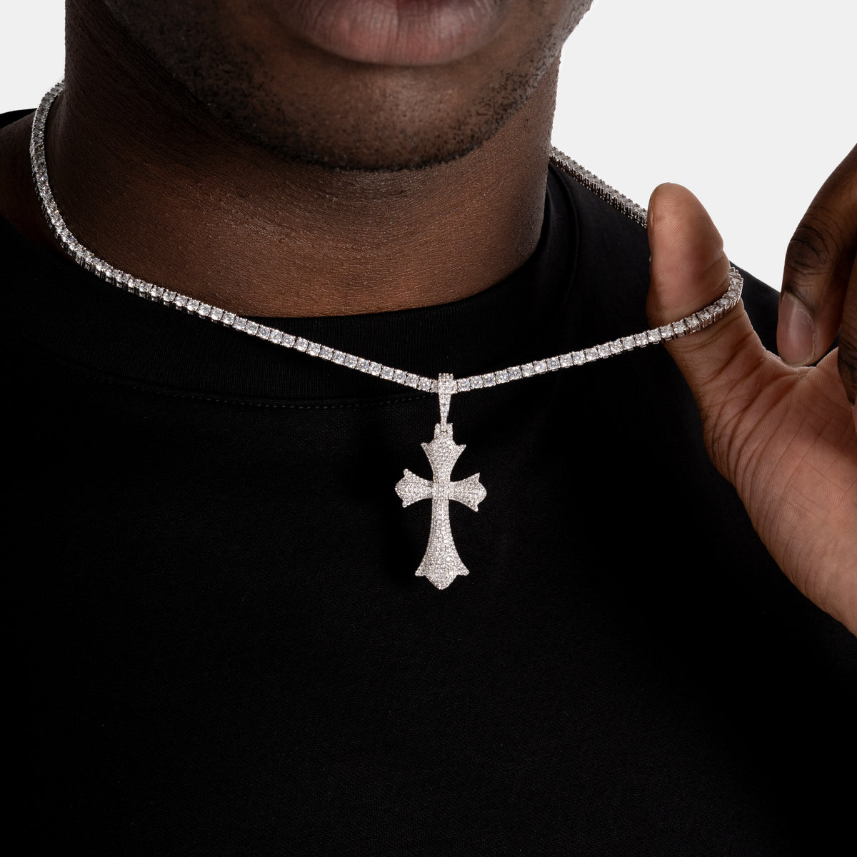 Chrome Cross Pendant White Gold