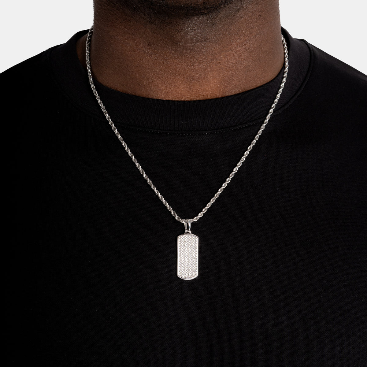 Dog Tag Pendant White Gold