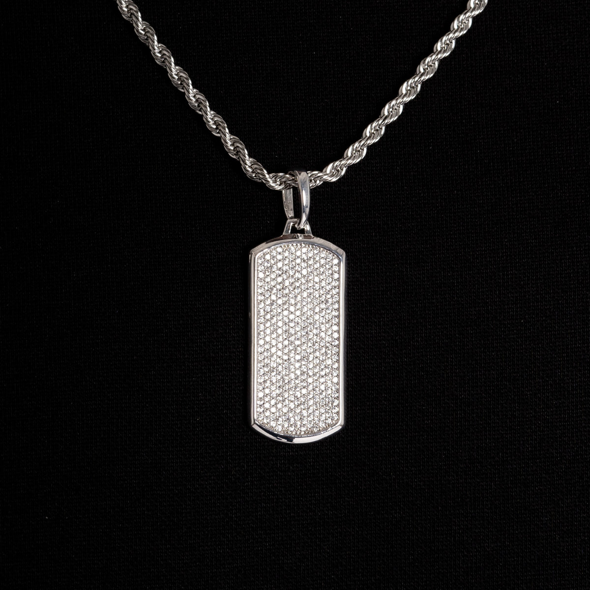 Dog Tag Pendant White Gold