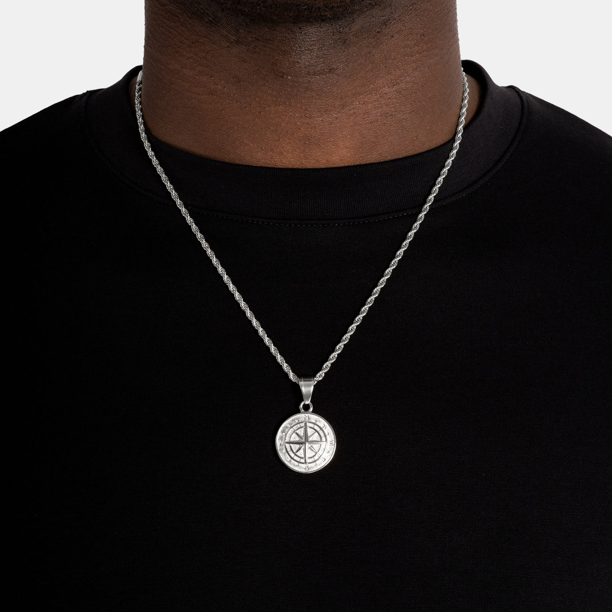 Compass Pendant White Gold