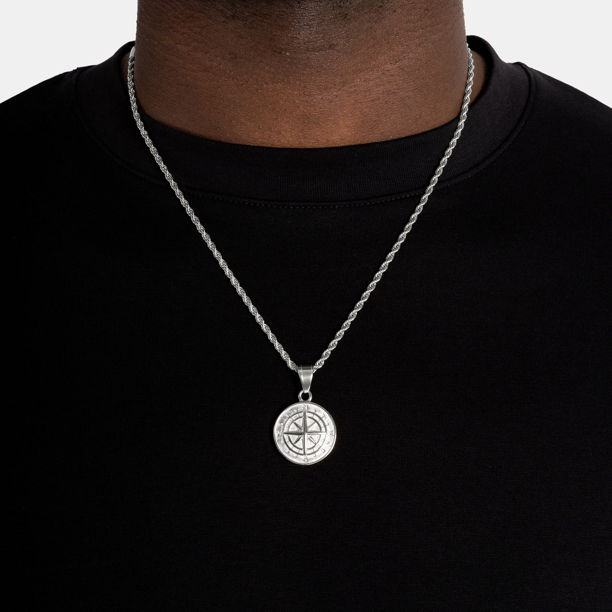 Compass Pendant White Gold