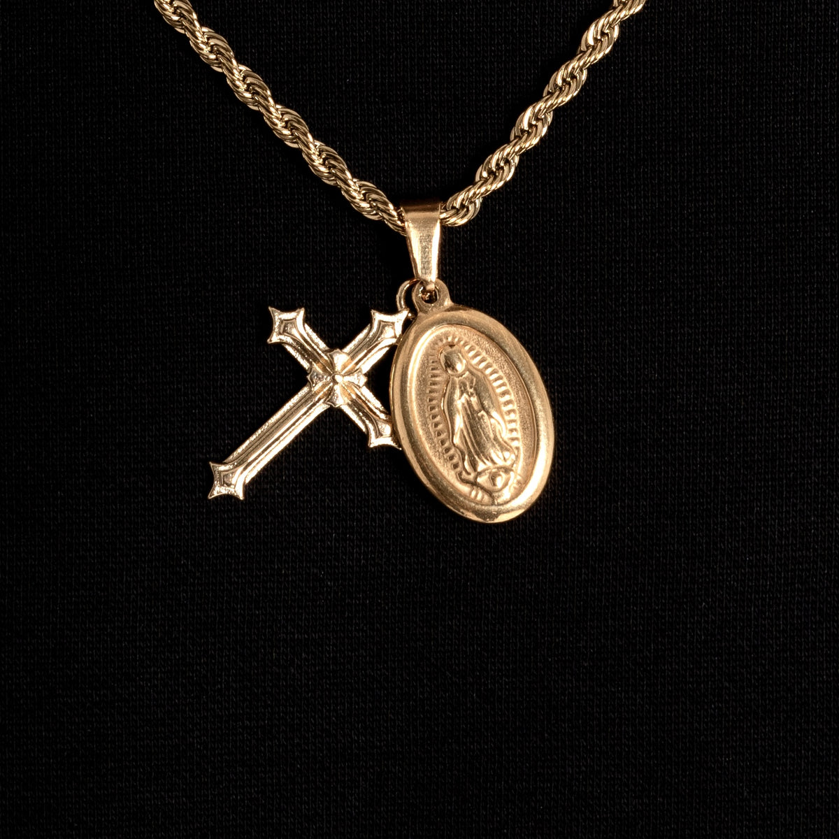 St.Mary & Cross Pendant Gold