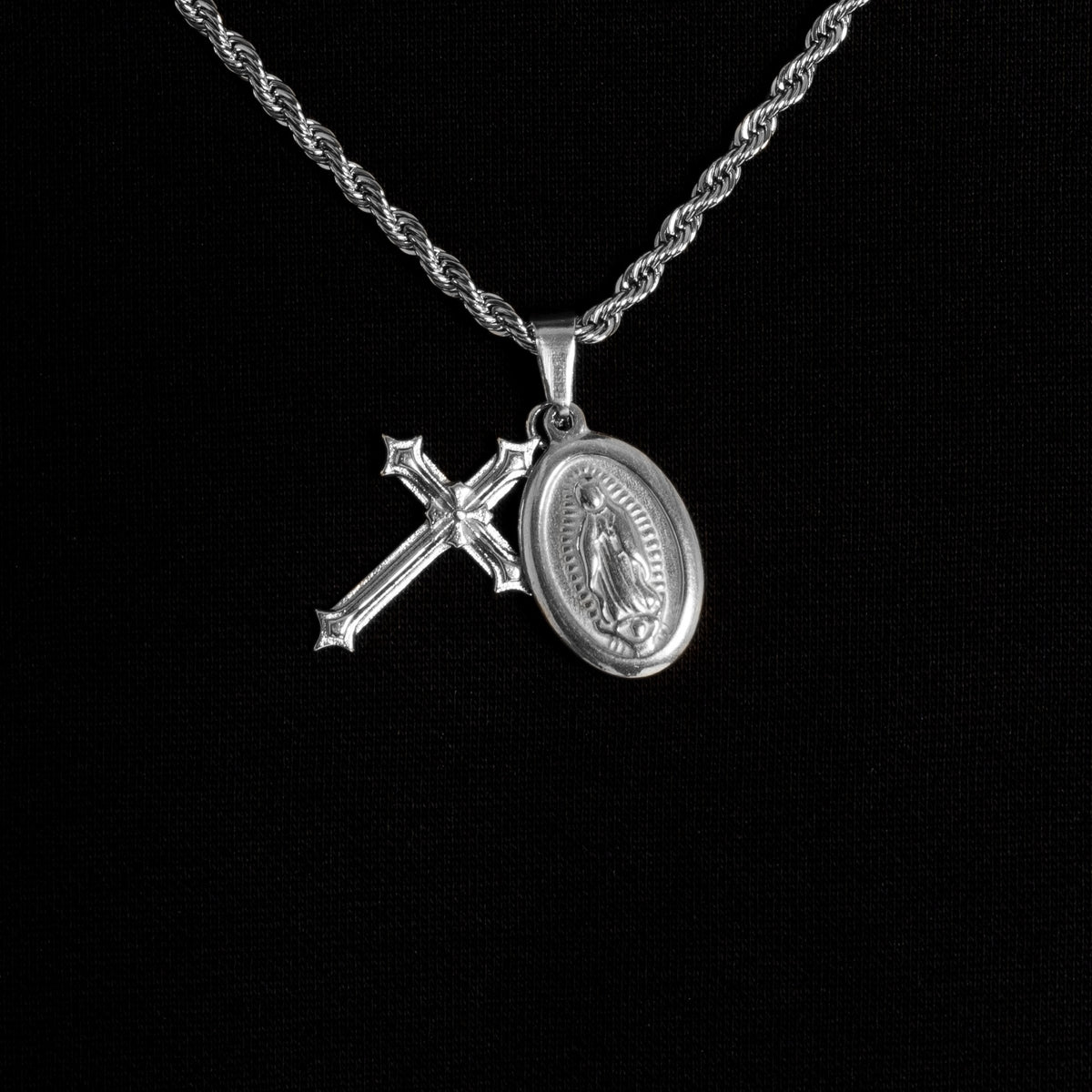 St.Mary & Cross Pendant White Gold