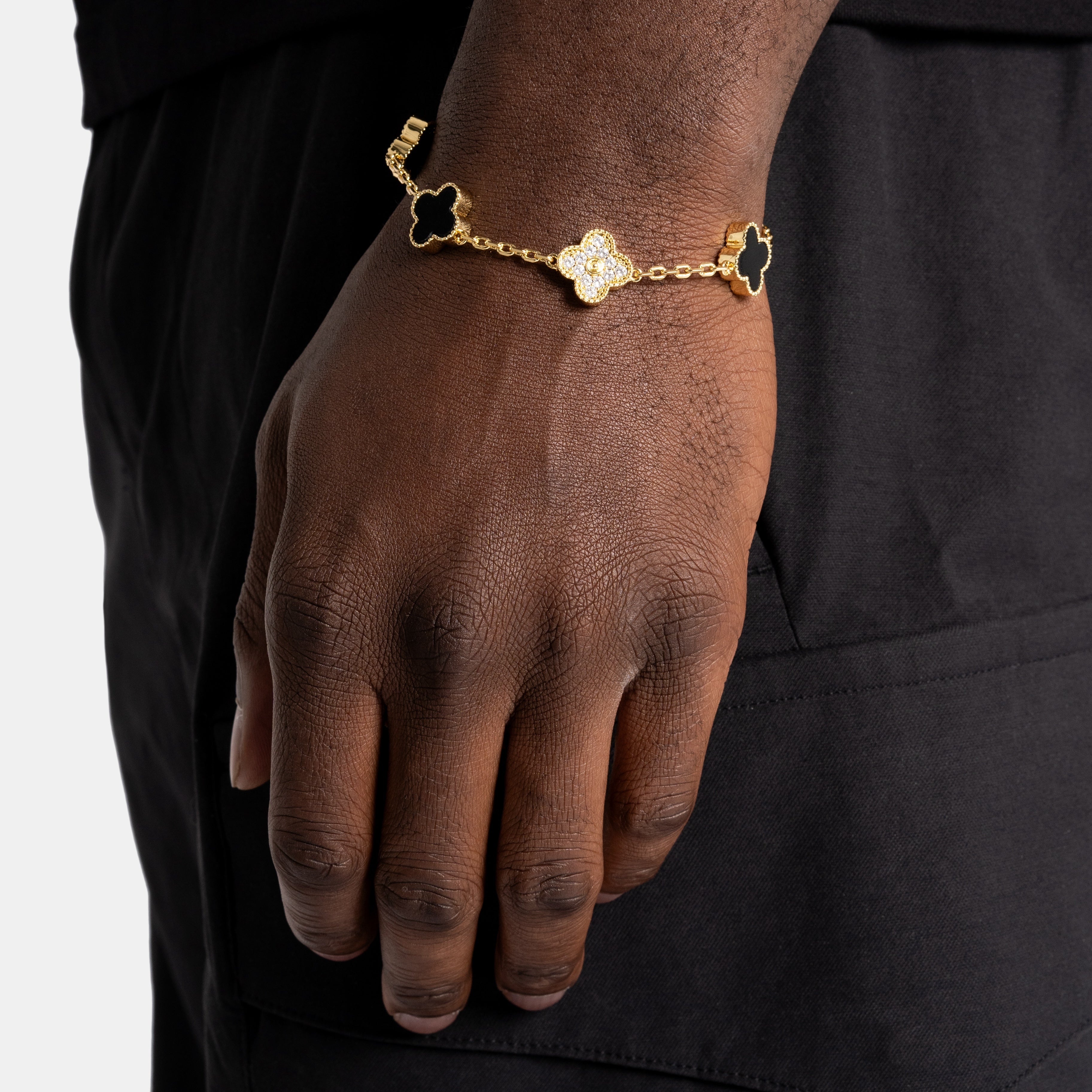Iced Black Clover Bracelet S925 18k Gold Van Cleef - 6 ICE