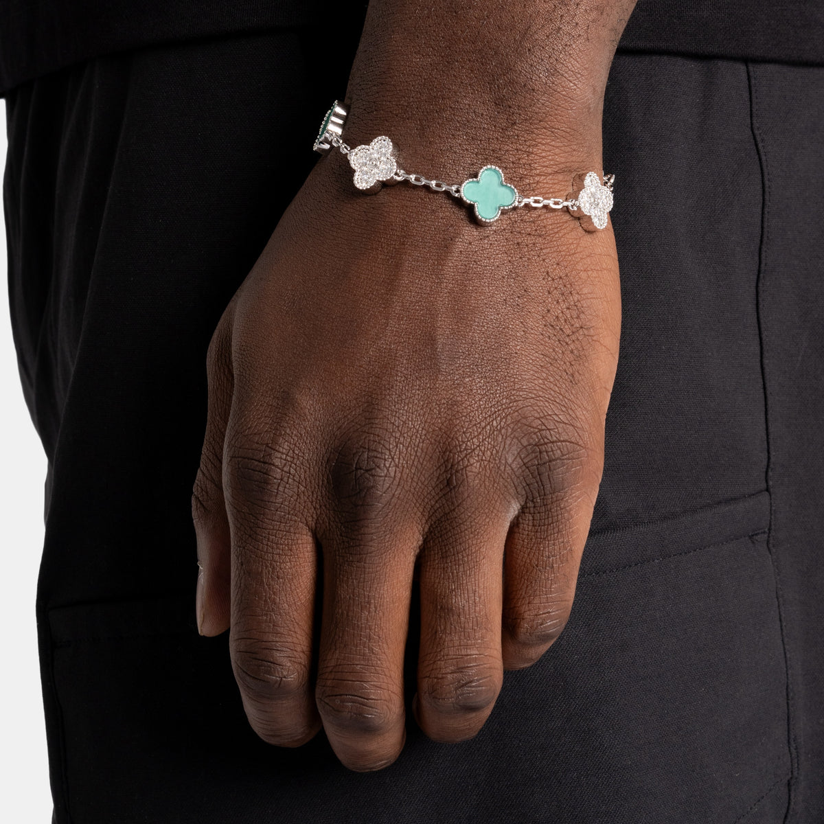 Iced Green Clover Bracelet