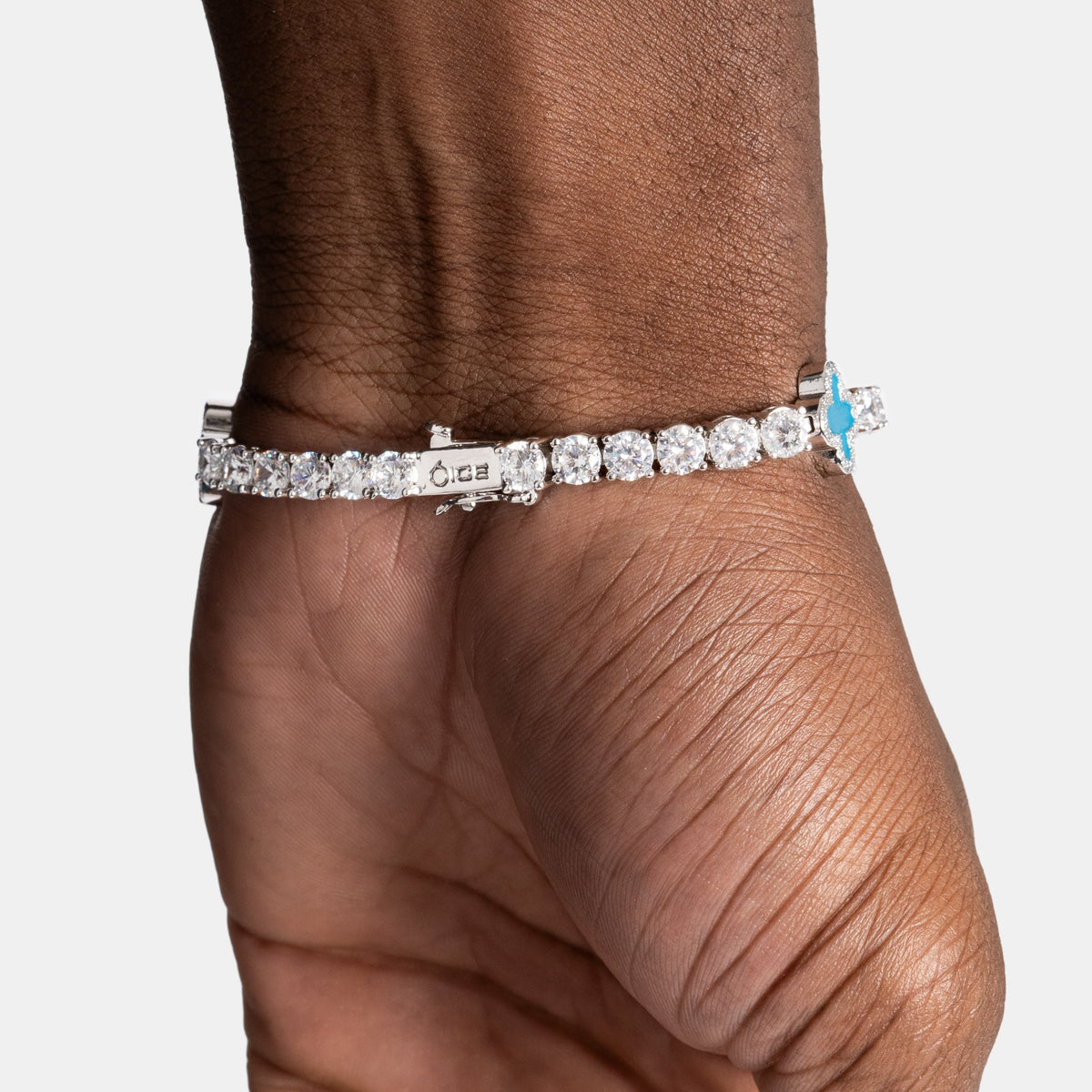 Blue Clover Tennis Bracelet White Gold