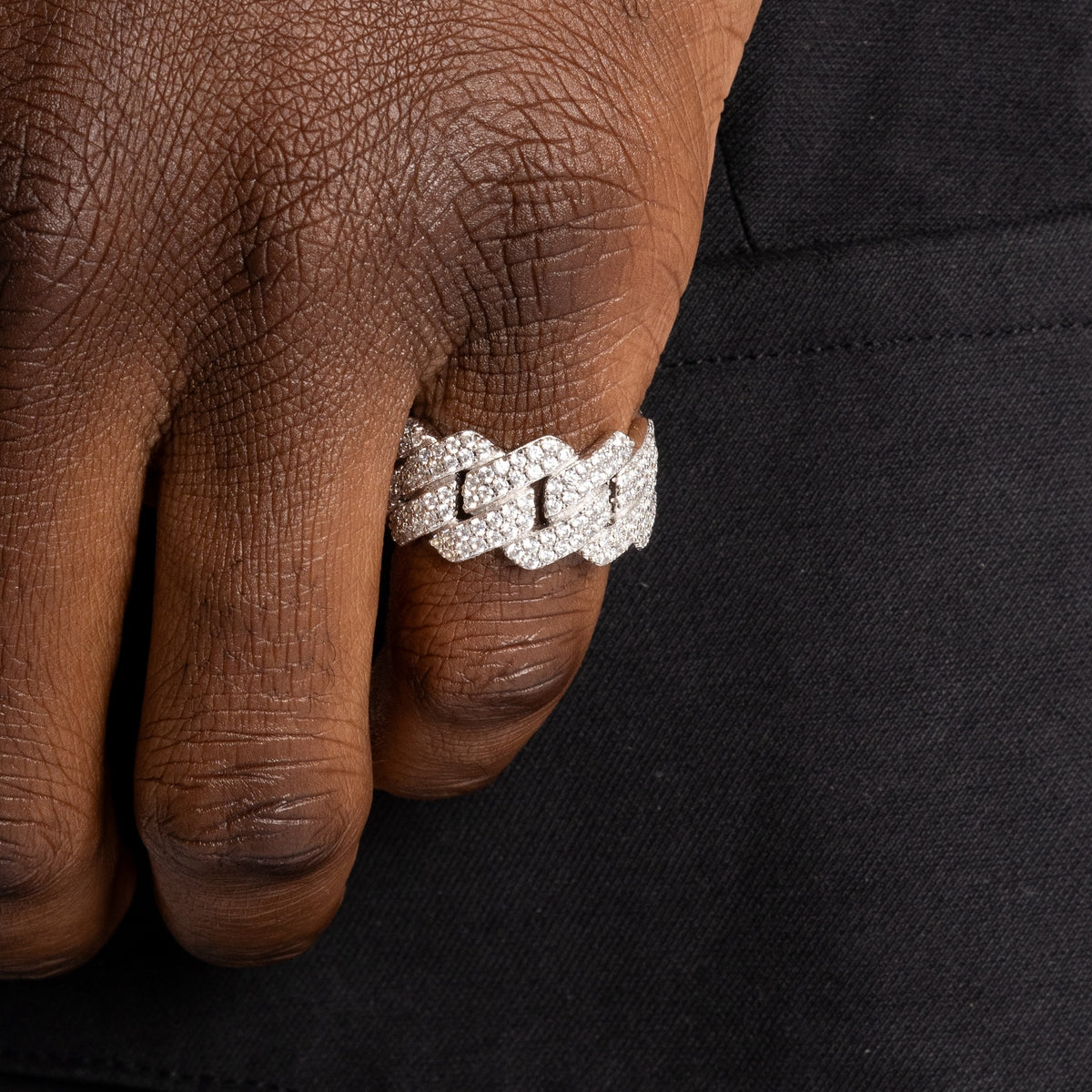 Diamond Prong Cuban Ring White Gold