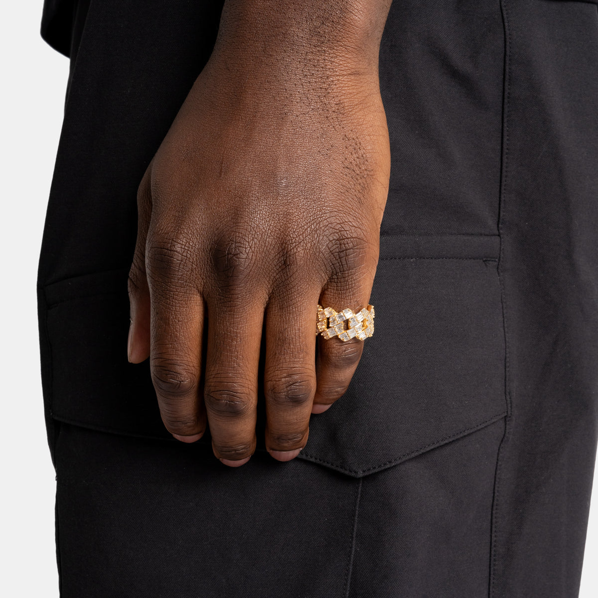 Baguette Cuban Ring 18k Gold