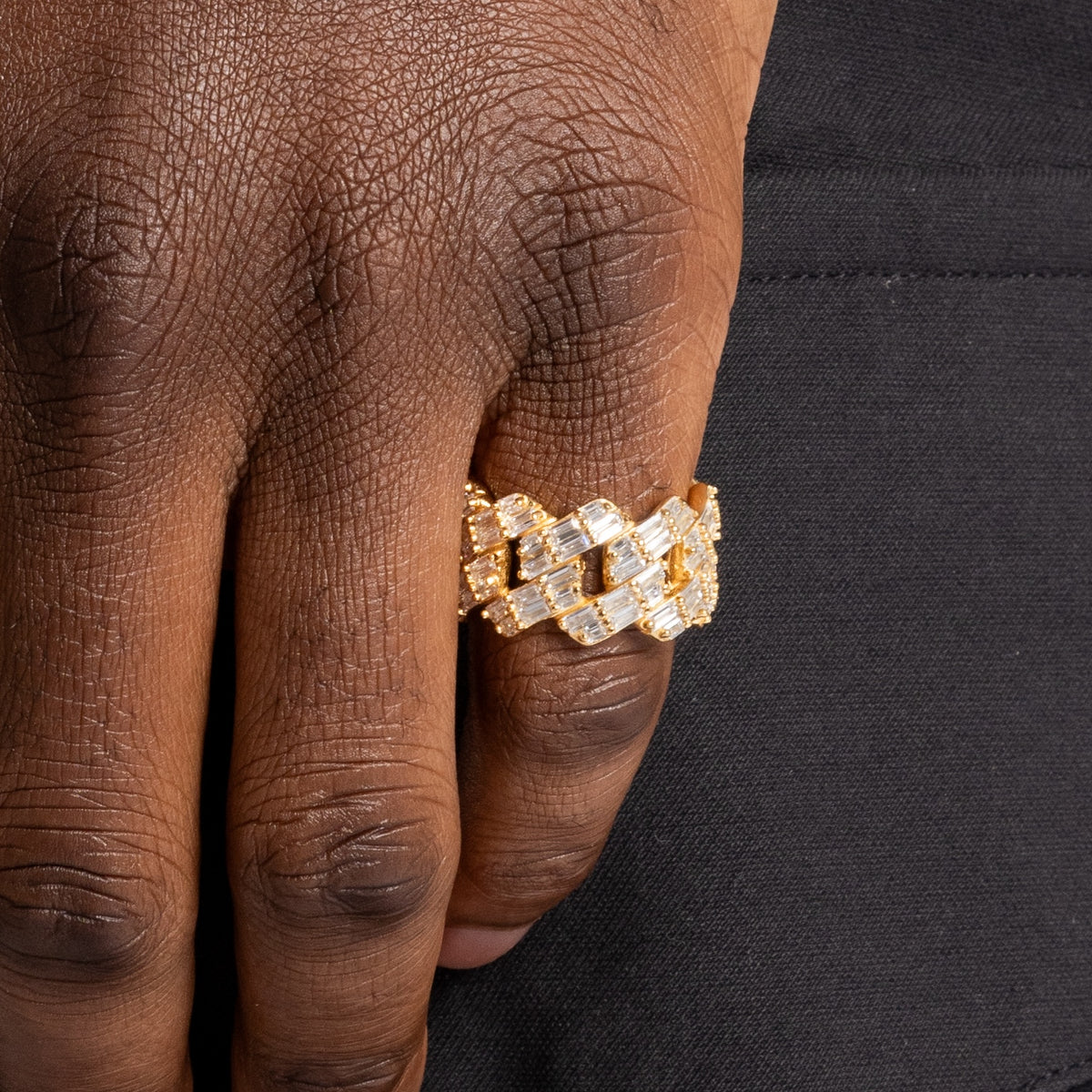 Baguette Cuban Ring 18k Gold