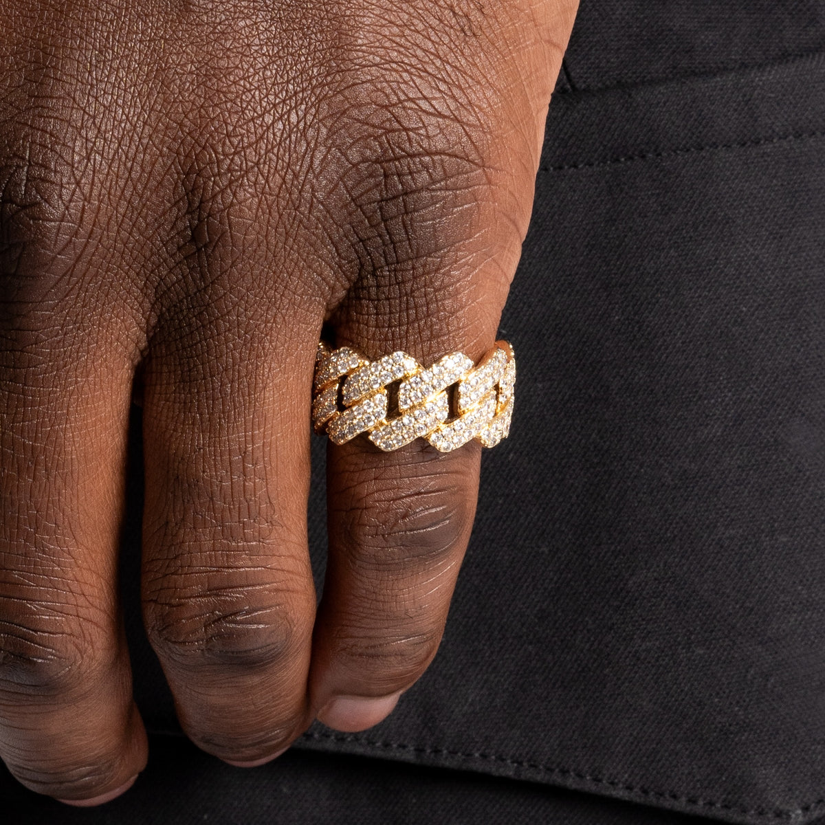 Diamond Prong Cuban Ring 18k Gold