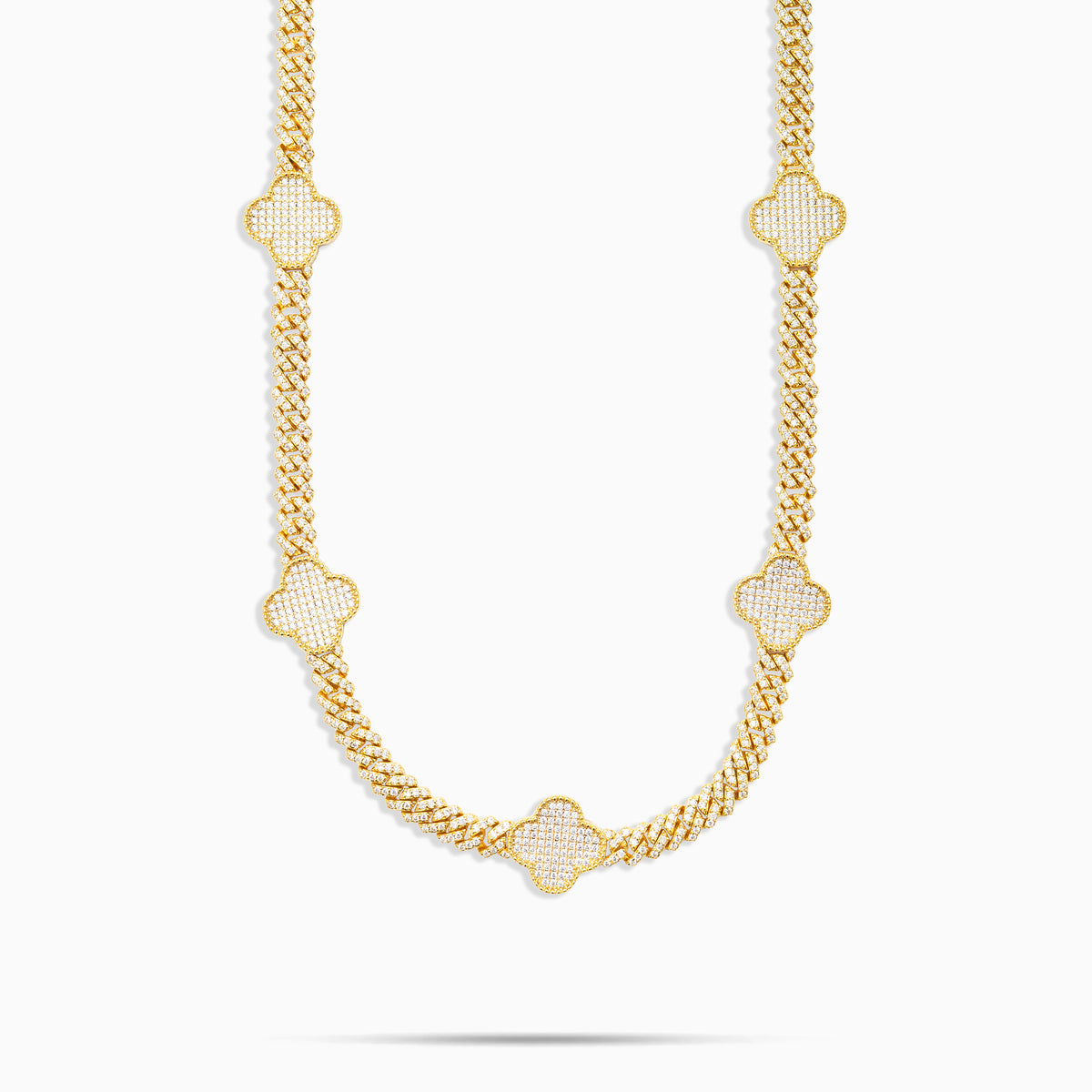 Clover Prong Cuban Chain 18k Gold