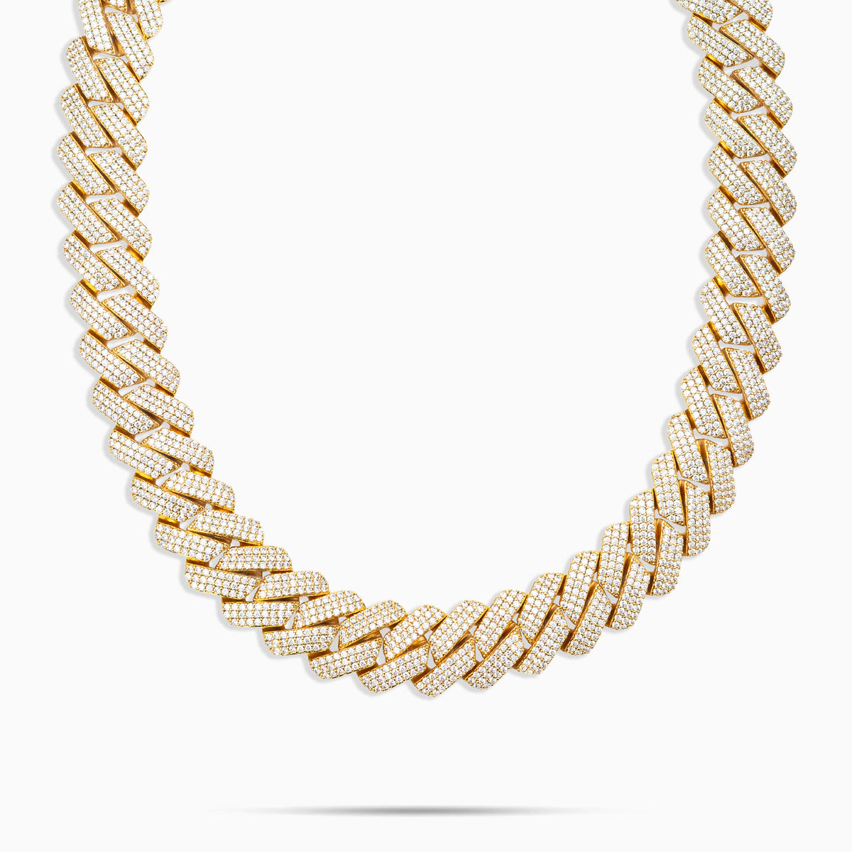 19mm Moissanite Prong Cuban Chain Gold