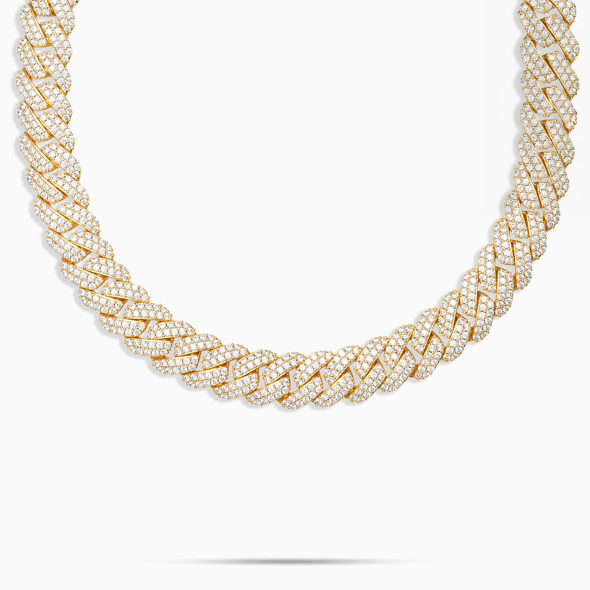 15mm Moissanite Prong Cuban Chain Gold