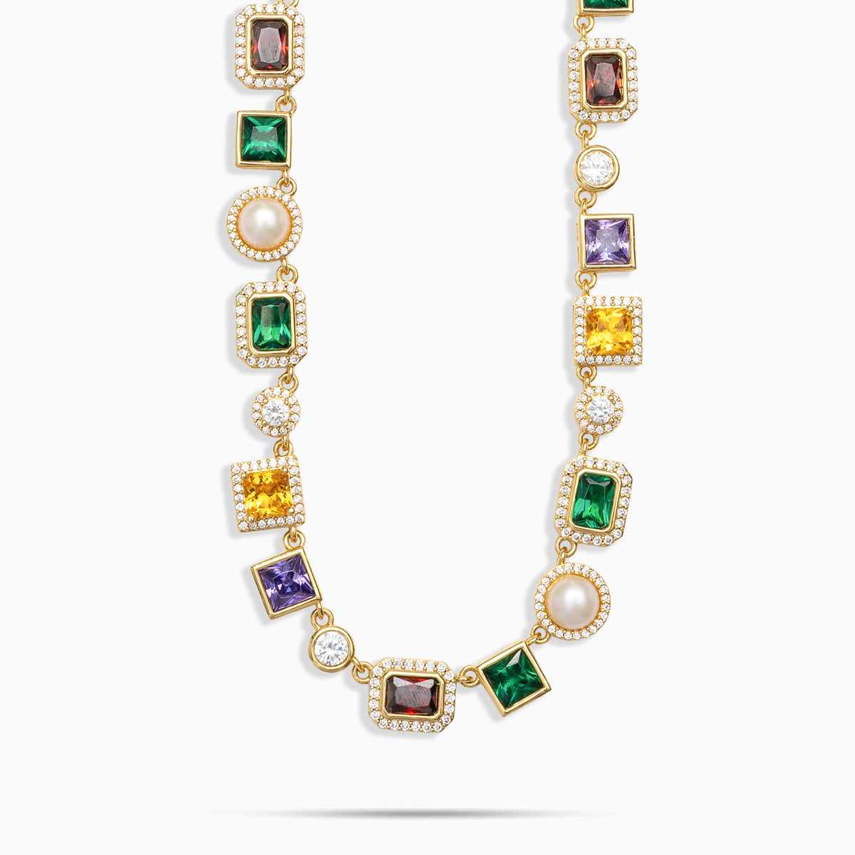 Multi Gemstone Chain 18k Gold
