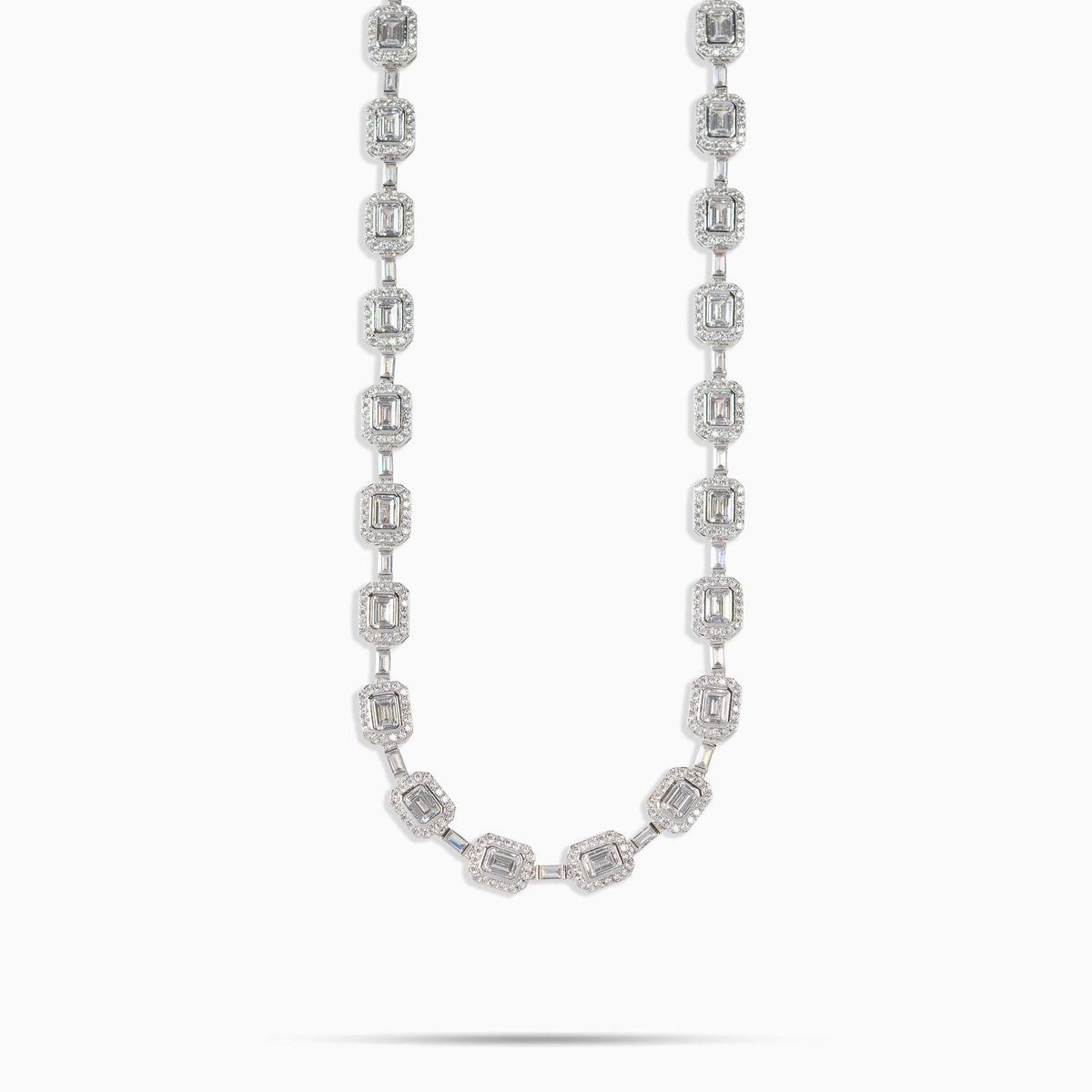 Emerald Tennis Link Chain White Gold
