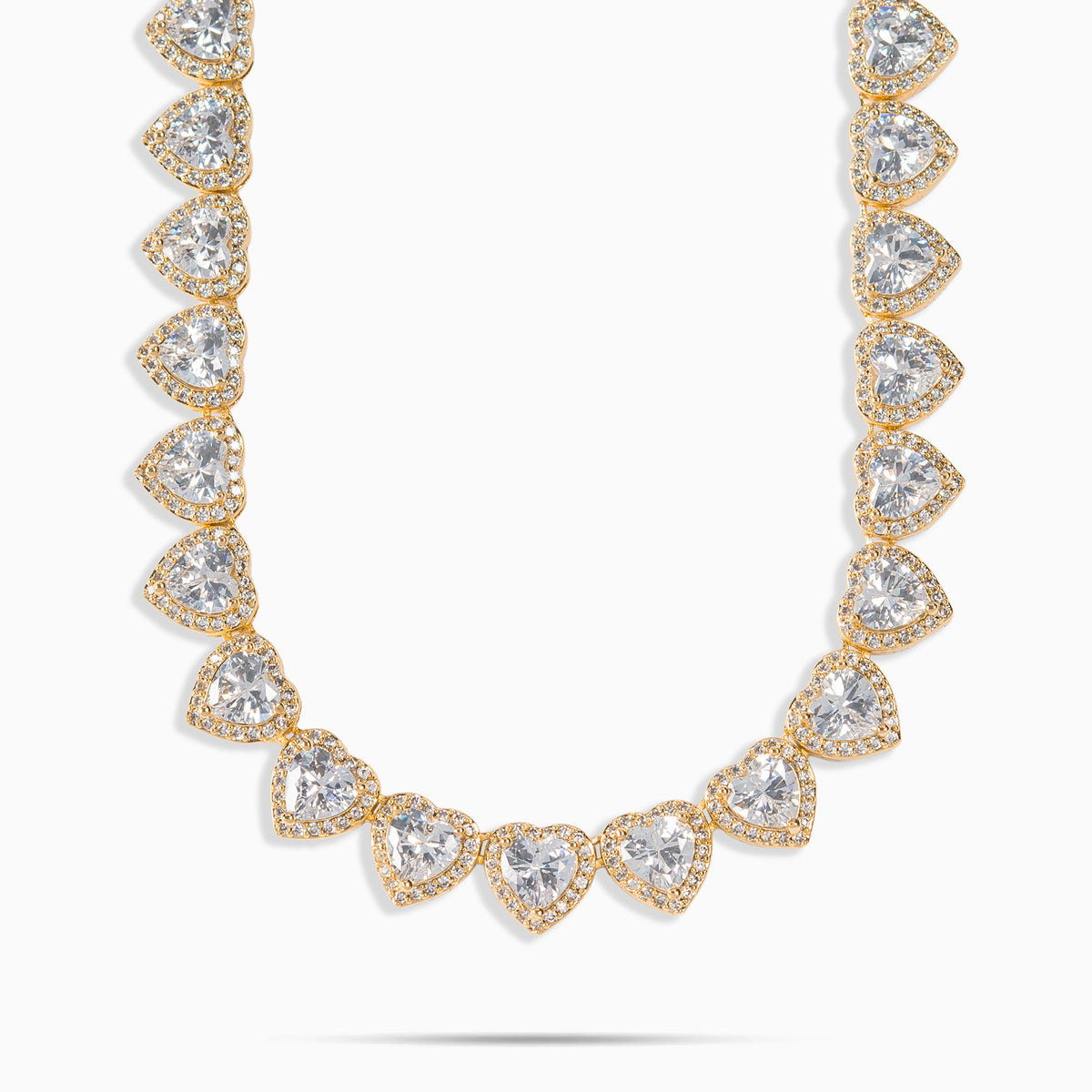 10mm Heart Tennis Chain Gold