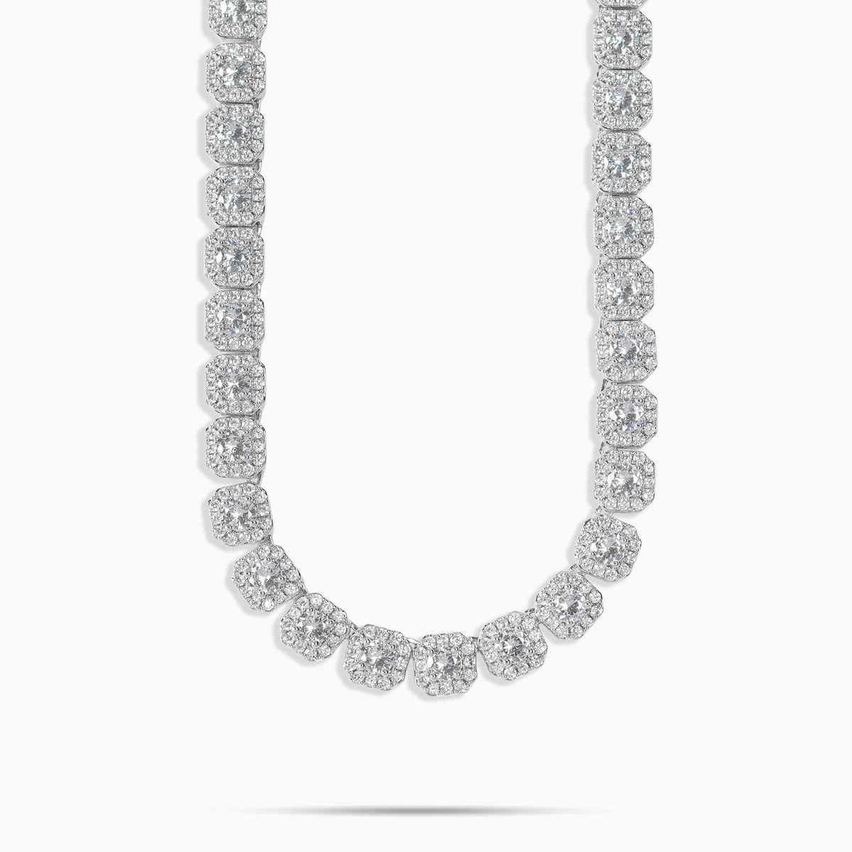 Clustered Tennis Chain White Gold