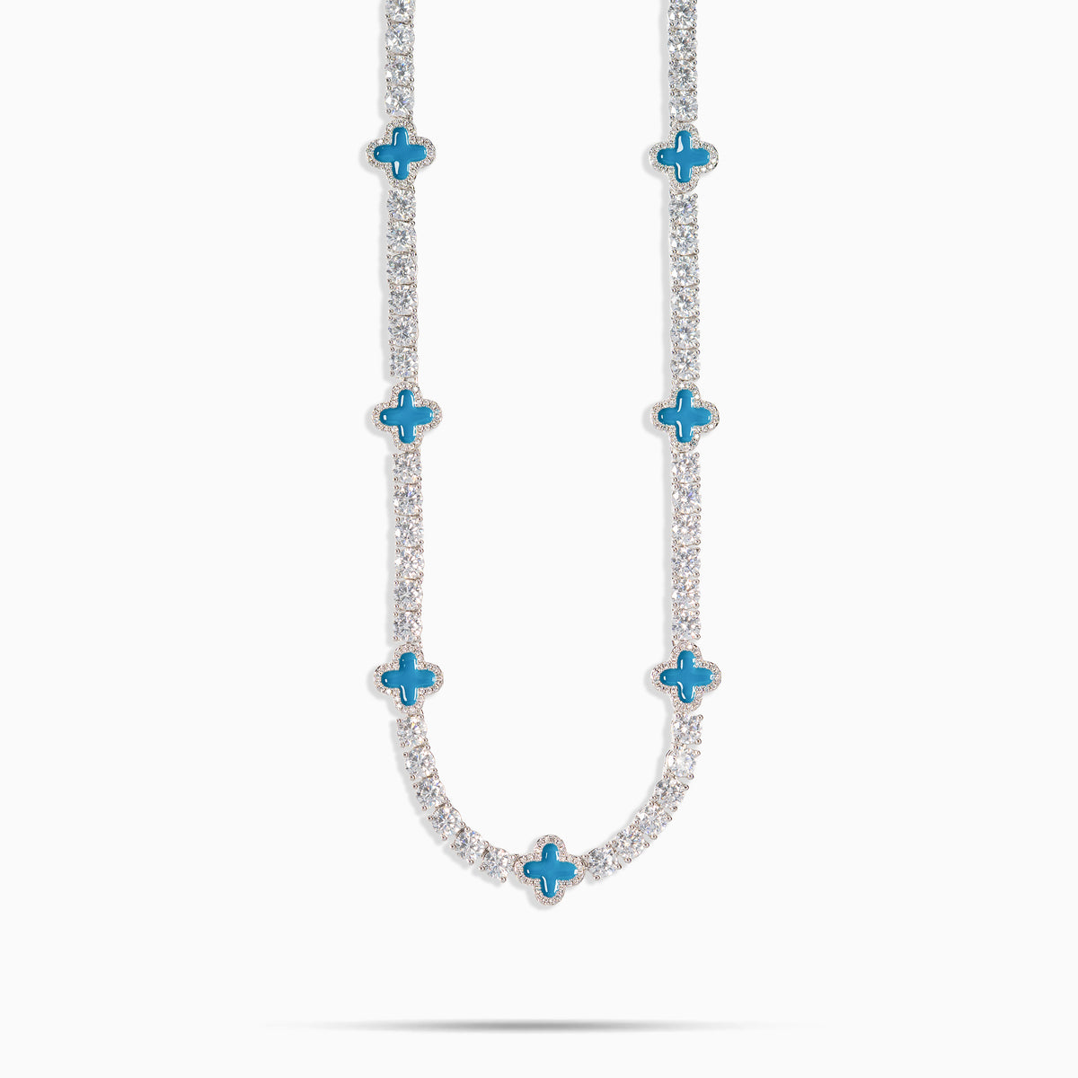 Blue Clover Moissanite Tennis Chain