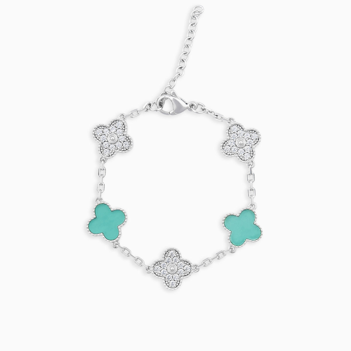 Iced Green Clover Bracelet