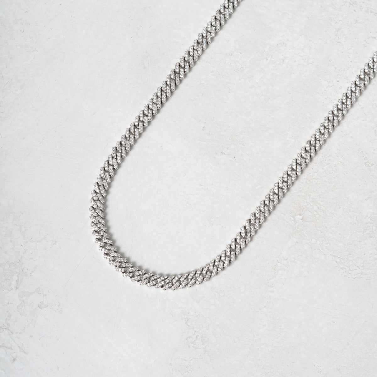 5mm Diamond Prong Cuban White Gold