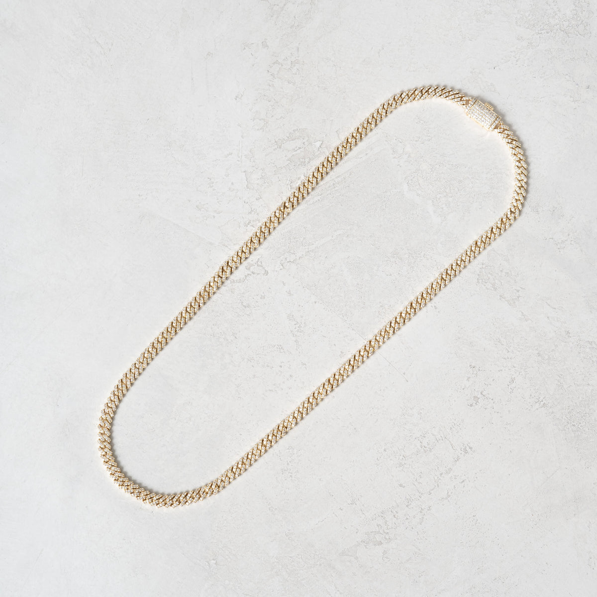 Moissanite 5mm Prong Cuban Chain Gold