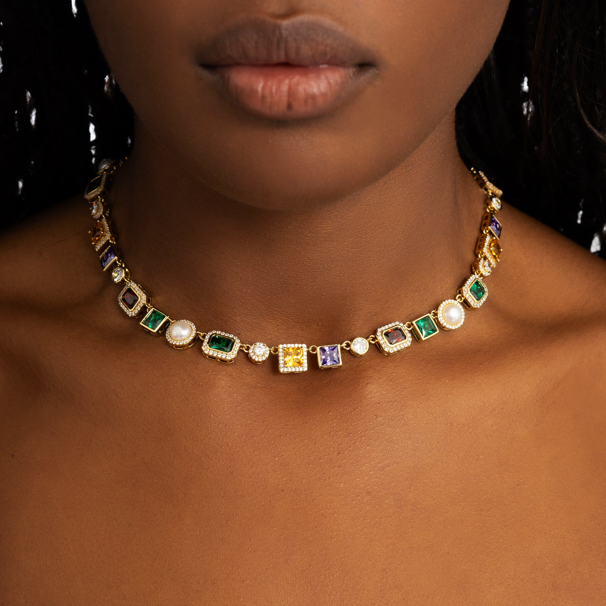 Multi Gemstone Chain 18k Gold