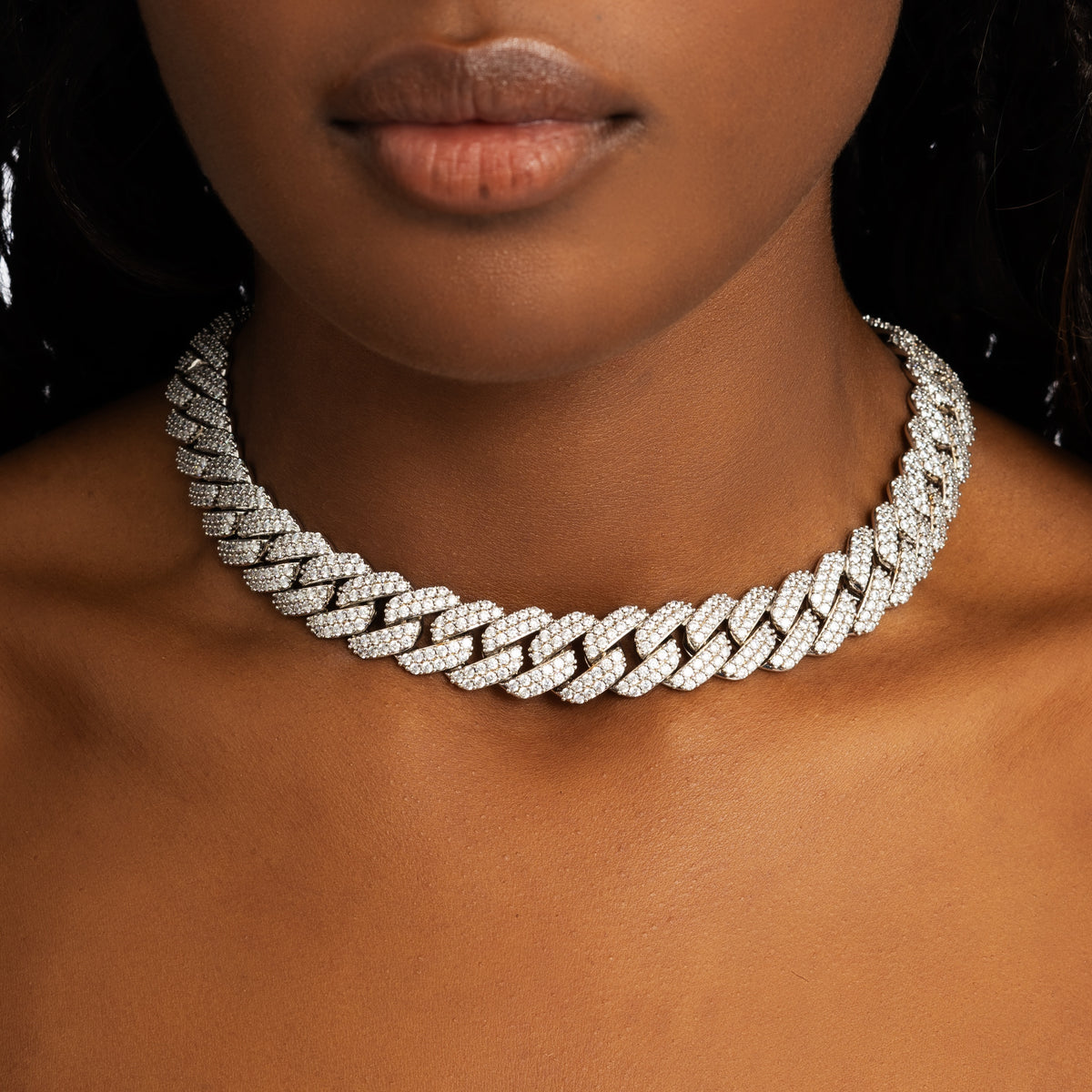 15mm Diamond Prong Cuban Chain White Gold - 6 ICE, LLC