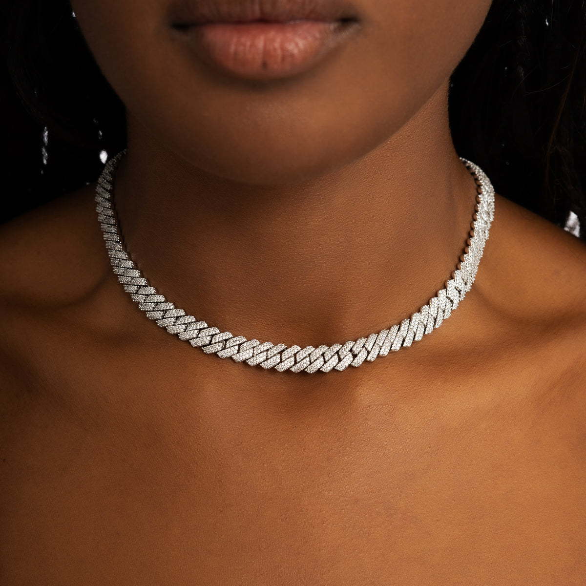 8mm Diamond Prong Cuban White Gold Cuban Link Chain ICE