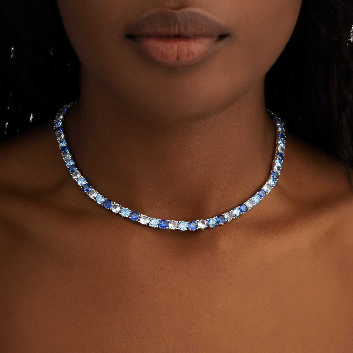 5mm Diamond Tri-Blue Tennis Chain