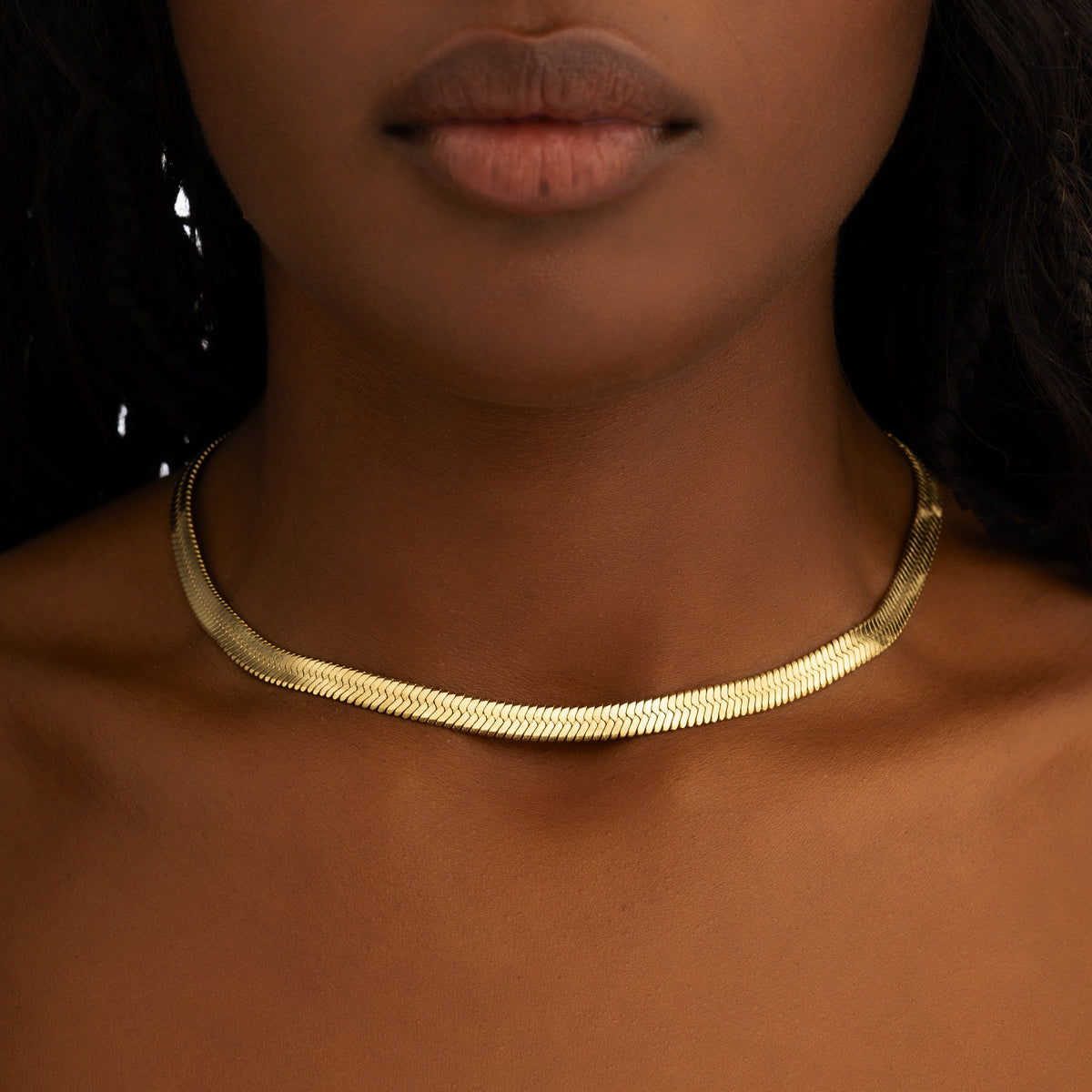 6mm Herringbone Chain 18k Gold