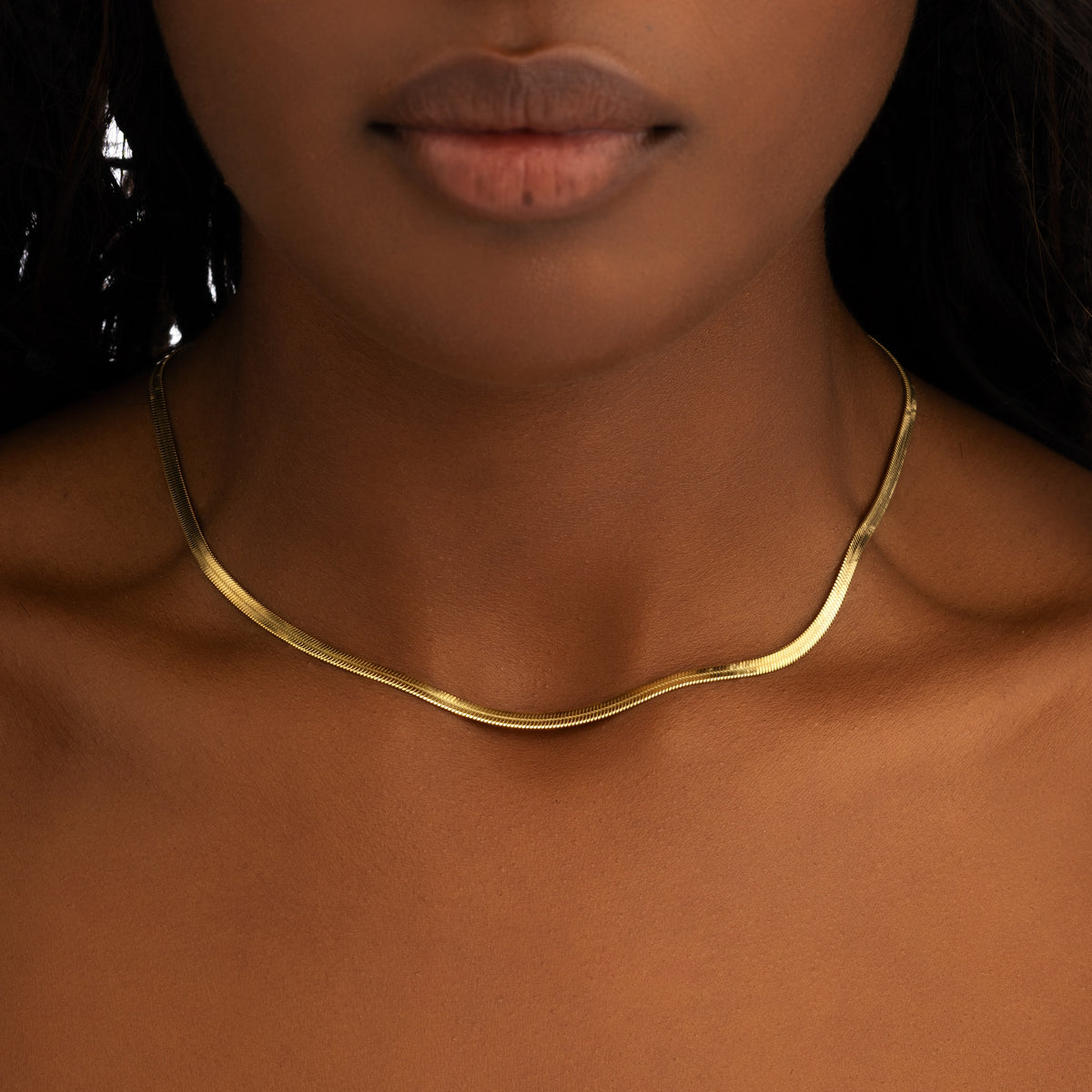 3mm Herringbone Chain 18k Gold