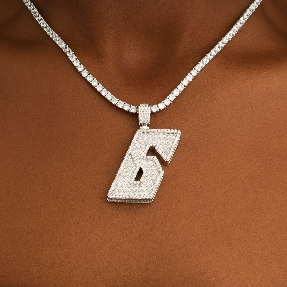 Baguette Six Pendant White Gold