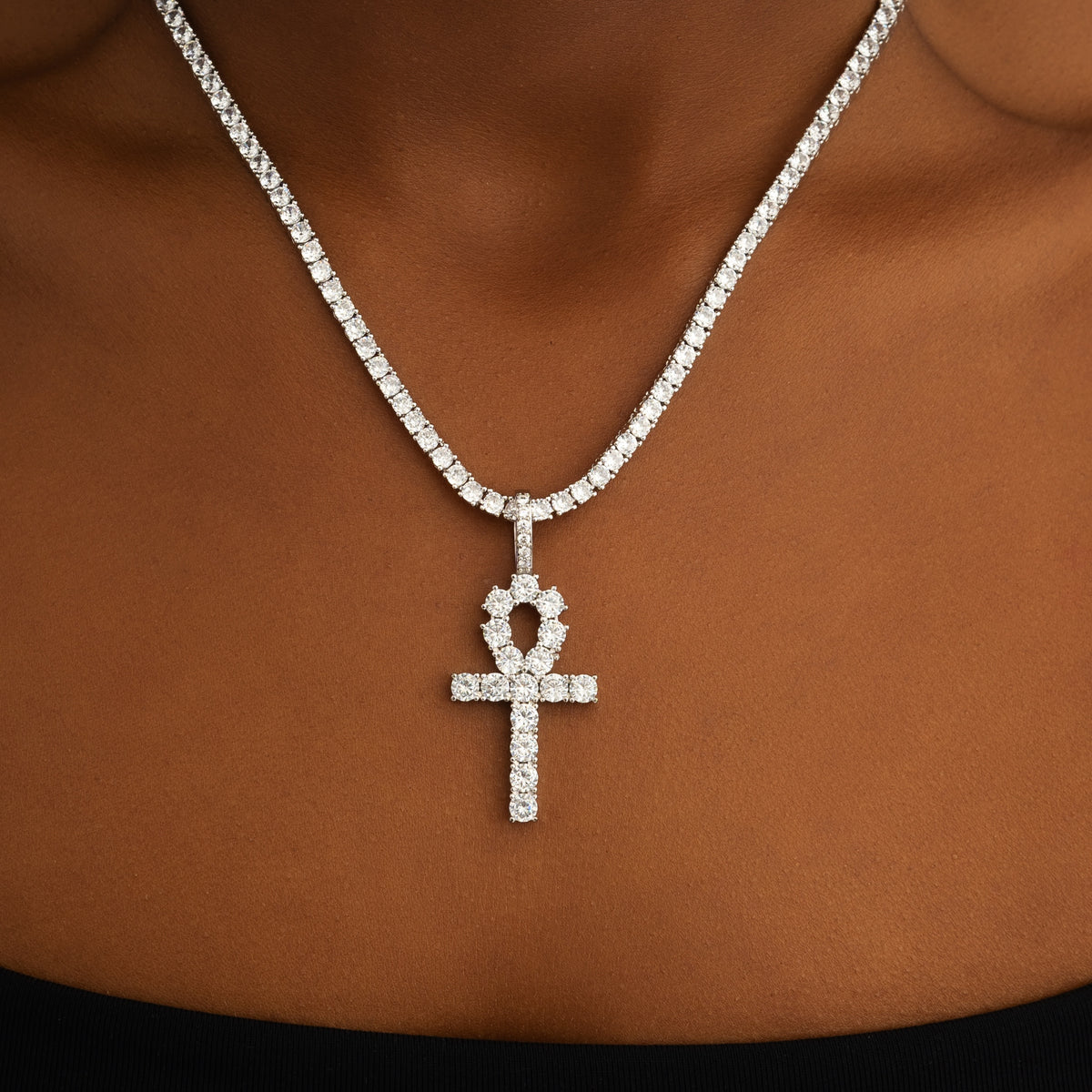 Ankh Key Pendant White Gold